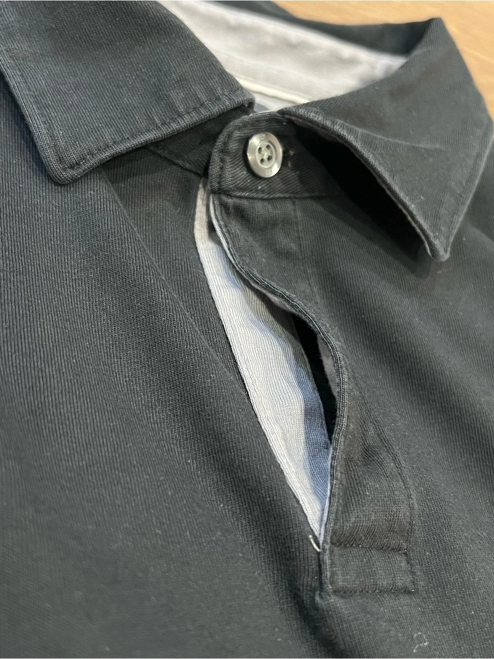 Banana Republic Black Long-Sleeve Polo Pima Cotton